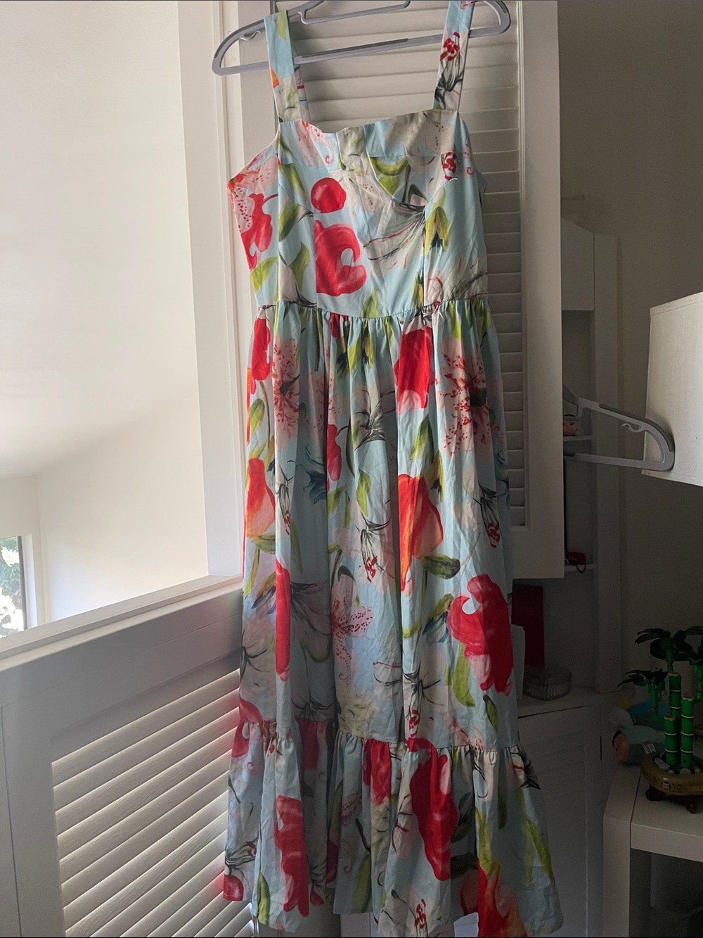 Floral Sundress with Red & Green Print